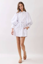 Load image into Gallery viewer, Balloon Sleeve Shirt Dress w/ Waist Tie REMI245