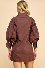 Load image into Gallery viewer, Balloon Sleeve Shirt Dress w/ Waist Tie REMI245