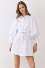 Load image into Gallery viewer, Balloon Sleeve Shirt Dress w/ Waist Tie REMI245