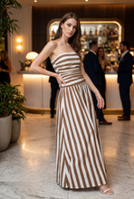 Load image into Gallery viewer, Arnett Ruched Strapless Maxi Dress