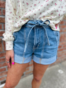Ava High rise denim shorts