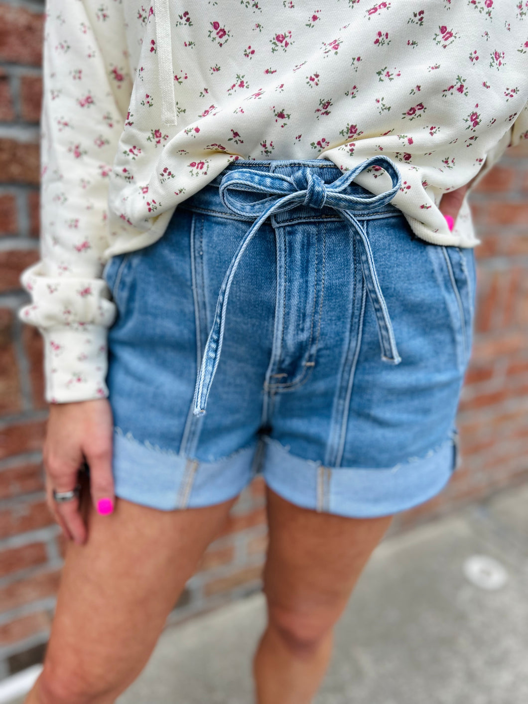 Ava High rise denim shorts