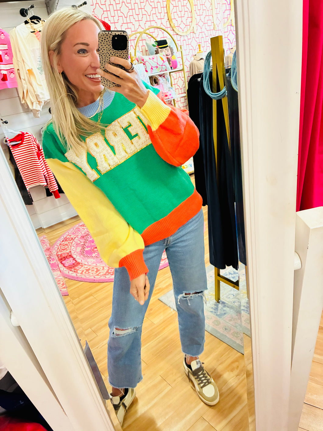 Merry Color Block Sweater