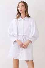 Load image into Gallery viewer, Balloon Sleeve Shirt Dress w/ Waist Tie REMI245