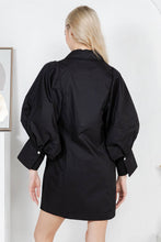 Load image into Gallery viewer, Balloon Sleeve Shirt Dress w/ Waist Tie REMI245