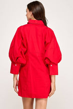Load image into Gallery viewer, Balloon Sleeve Shirt Dress w/ Waist Tie REMI245