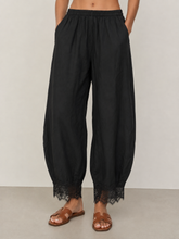 Load image into Gallery viewer, WOVEN BARREL PANTS W/ LACE DETAIL FWMP0330