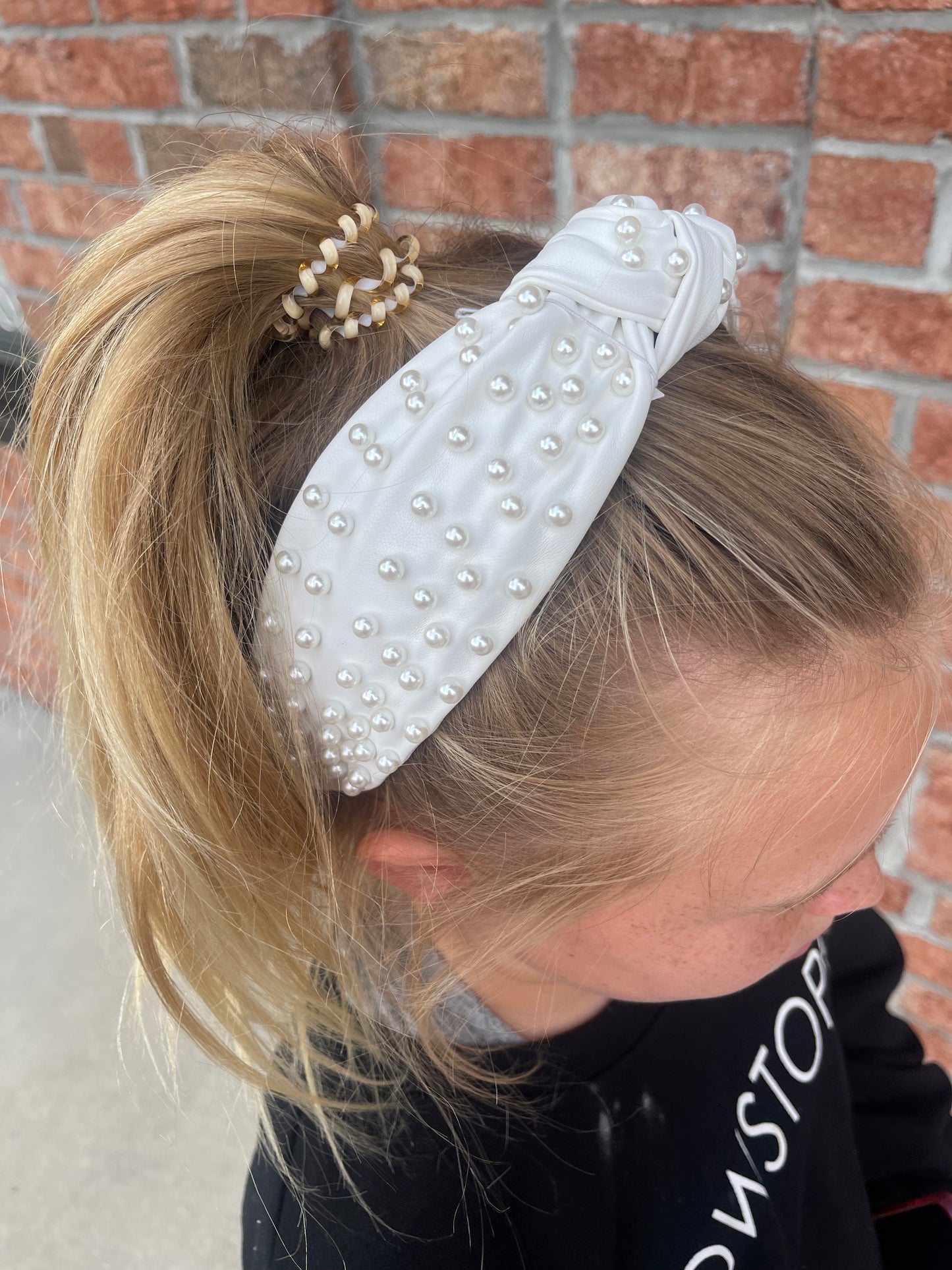 Taylor Faux Leather Pearl Headband
