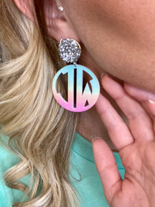 Tie Dye Monogram Earrings