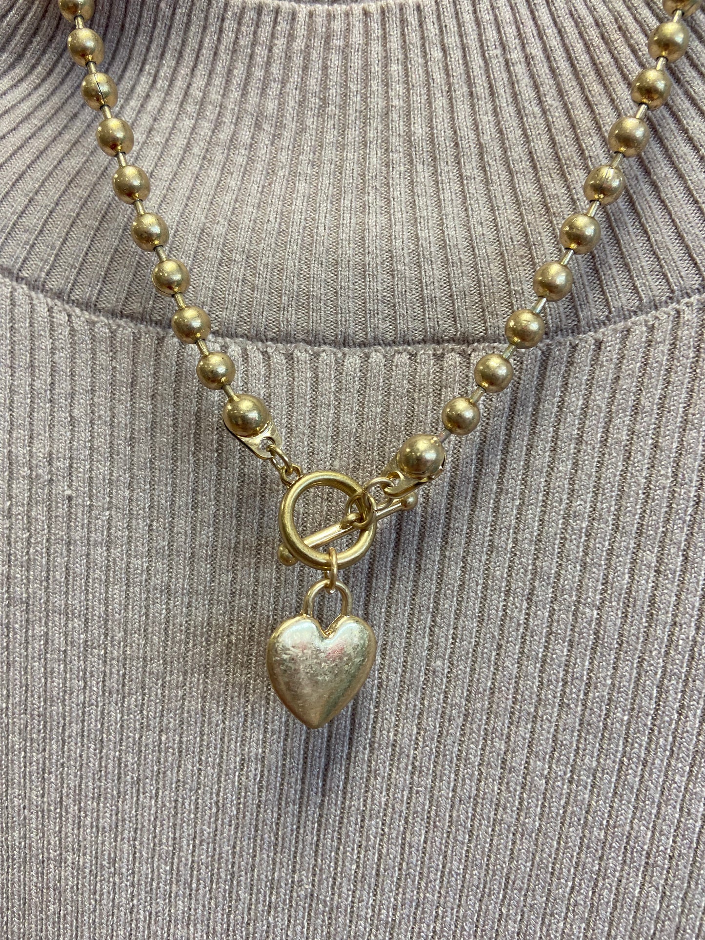 Brushed Heart Toggle Necklace