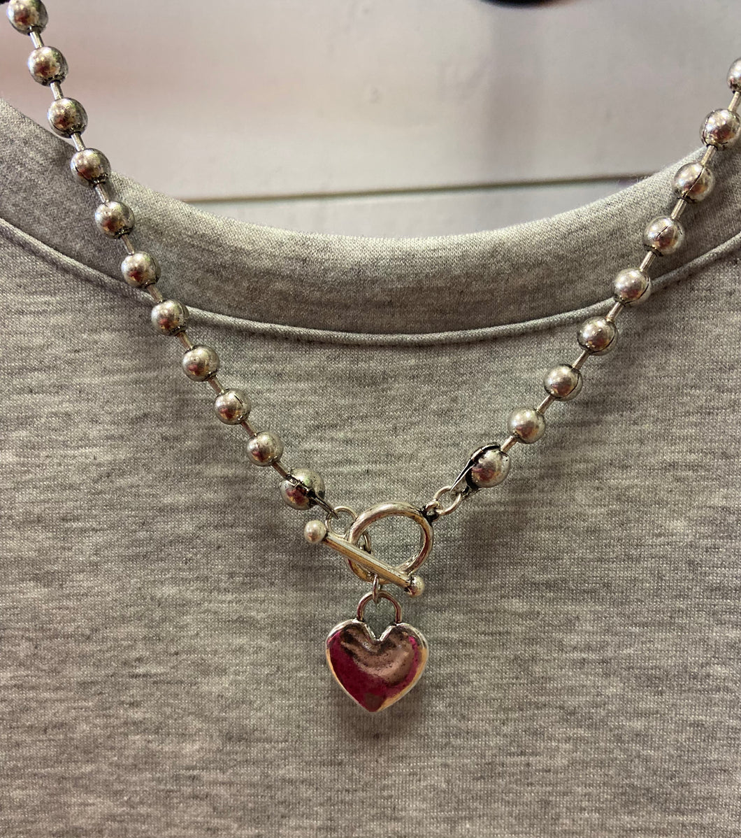 Brushed Heart Toggle Necklace