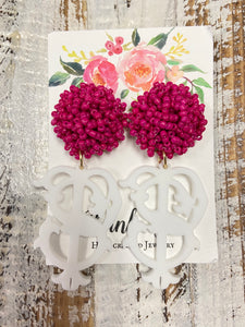 Initial Earring Hot Pink